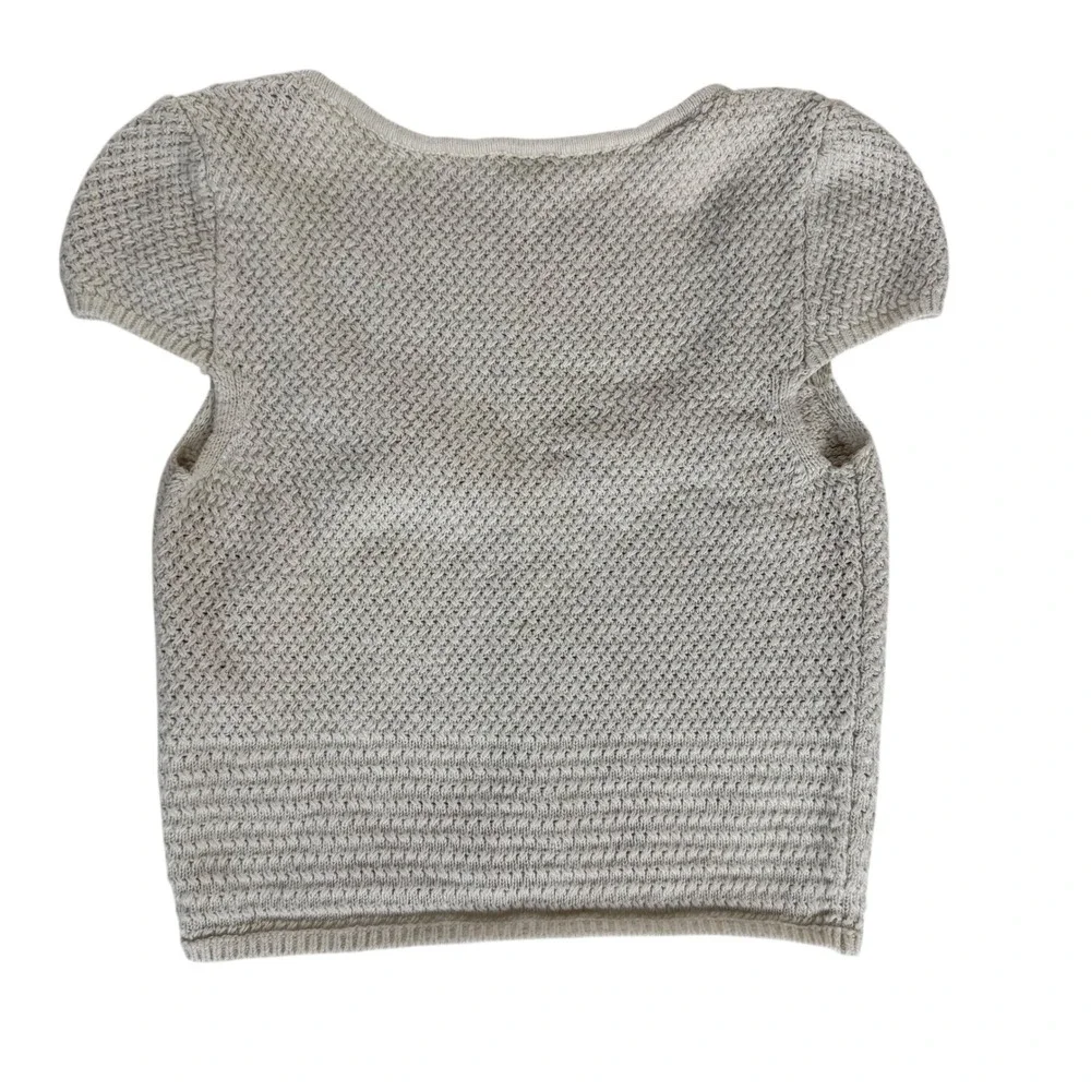 Abercrombie‎ & Fitch Womens XS Cream Button Up Short Sleeve Cropped Knit Top - Picture 2 of 6